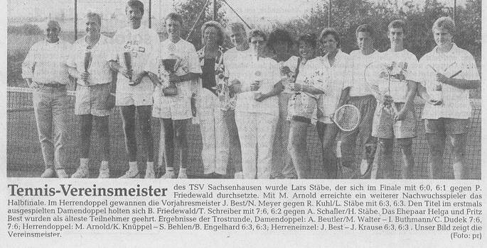 Zeitungsbericht über die Meister des Jahres 1991